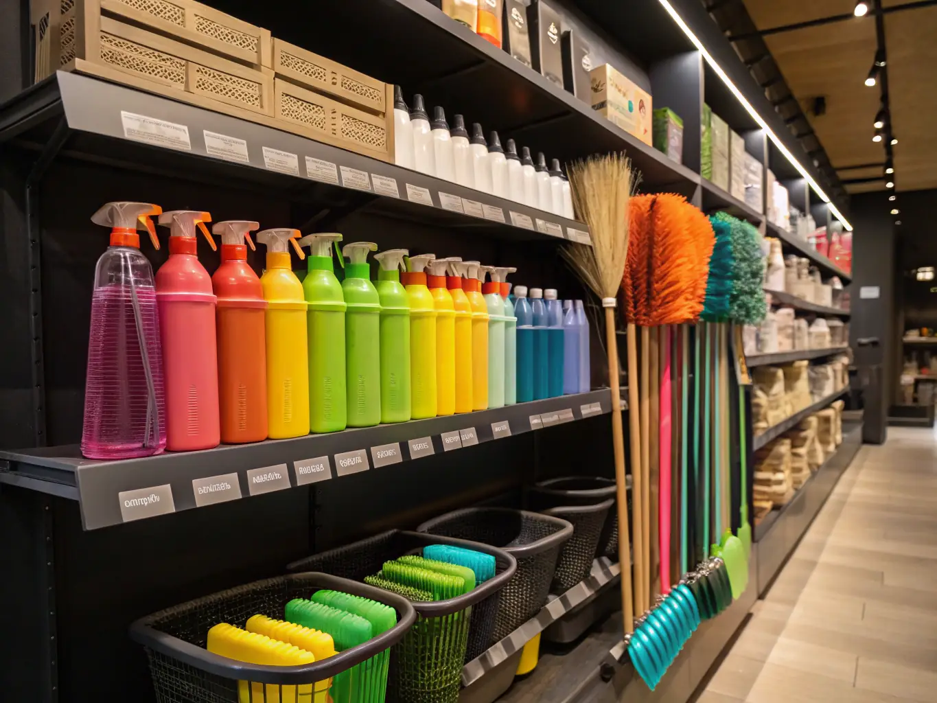 A selection of commercial-grade cleaning solutions, including disinfectants and heavy-duty cleaners, displayed in a professional setting such as an office or commercial kitchen. The image emphasizes the strength and effectiveness of these products.